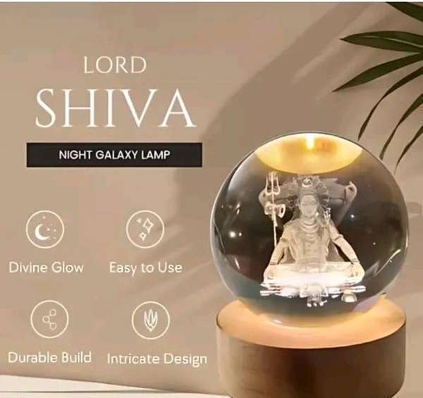 High Quality 3-D Lord Shiv Crystal Ball Lamp. With Premium Lights 