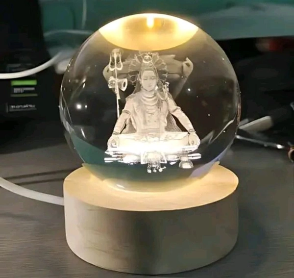 High Quality 3-D Lord Shiv Crystal Ball Lamp. With Premium Lights 