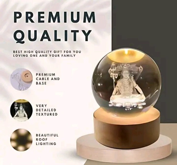 High Quality 3-D Lord Shiv Crystal Ball Lamp. With Premium Lights 