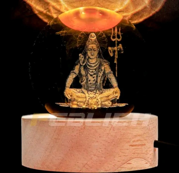 High Quality 3-D Lord Shiv Crystal Ball Lamp. With Premium Lights 