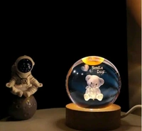 3-D Crystal Ball Lamp With Teddy Bear Inside . With Premium Lights 