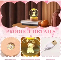 3-D Crystal Ball Lamp With Teddy Bear Inside . With Premium Lights 