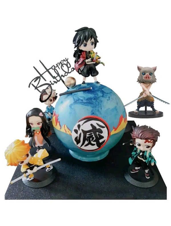 VAuraa Demon Slayer Action Figure Set of 6 Height -7CM Material PVC Action Figures for Anime Fans (Small Demon Basic )

