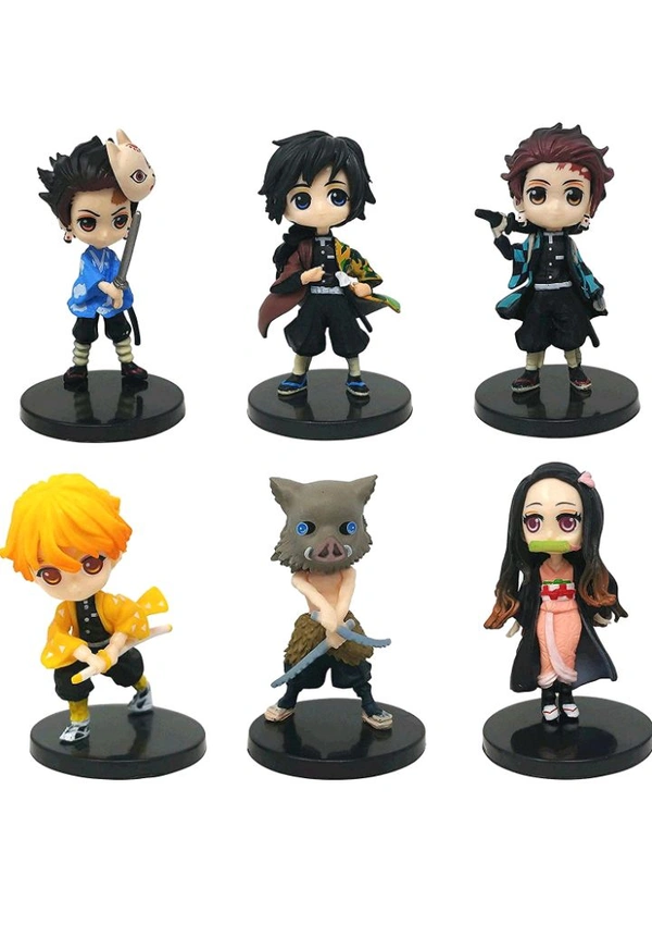 VAuraa Demon Slayer Action Figure Set of 6 Height -7CM Material PVC Action Figures for Anime Fans (Small Demon Basic )
