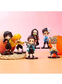 VAuraa Demon Slayer Action Figure Set of 6 Height -7CM Material PVC Action Figures for Anime Fans (Small Demon Basic )
