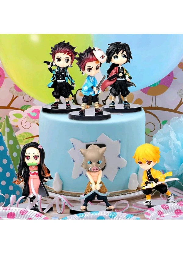 VAuraa Demon Slayer Action Figure Set of 6 Height -7CM Material PVC Action Figures for Anime Fans (Small Demon Basic )
