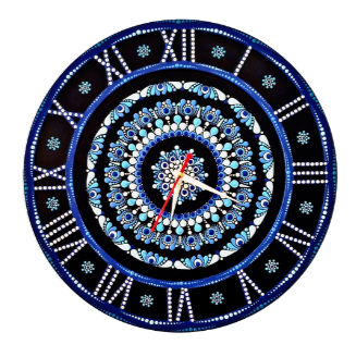 Mandala Wall Clock – blue and white decorative clock