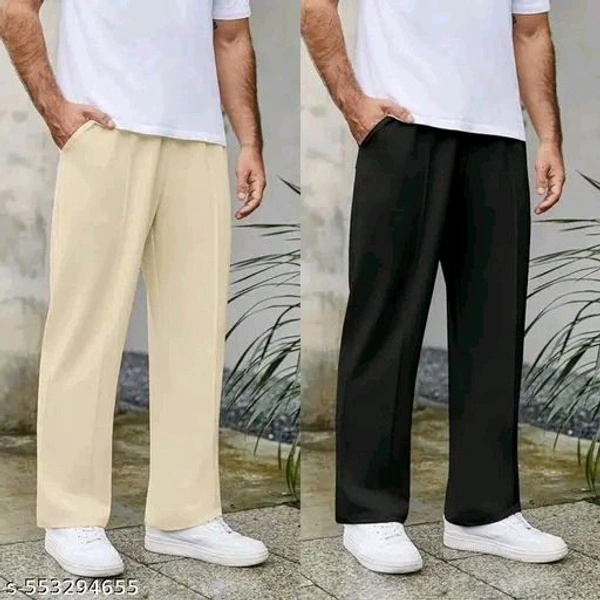 Mens Korean Sweet Pants Cream And Black (Pack For 2) - 30
