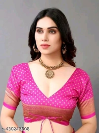 Green and Pink Printed Saree - Japanese Laurel, Free Size
