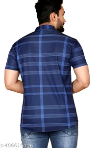 Men Cheked - Navy Blue, XS