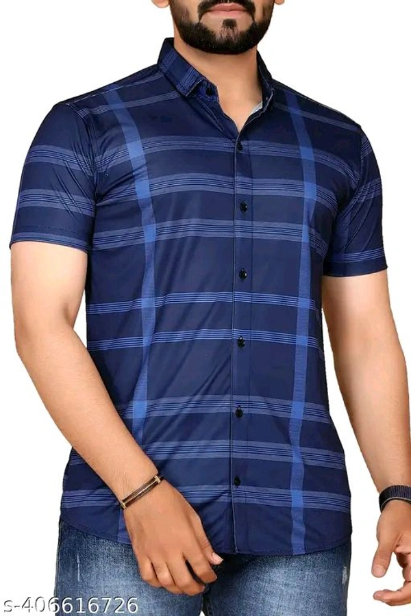 Men Cheked - Navy Blue, S