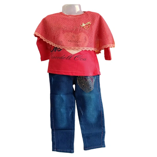 Girls Jens Top With Poucho  - 30