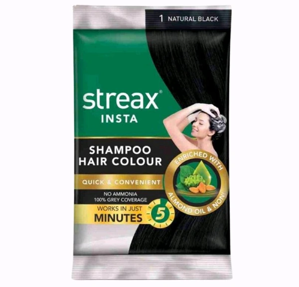 Streax Insta Shsmpoo Hair Colour :- Natural Black  - Natural Back