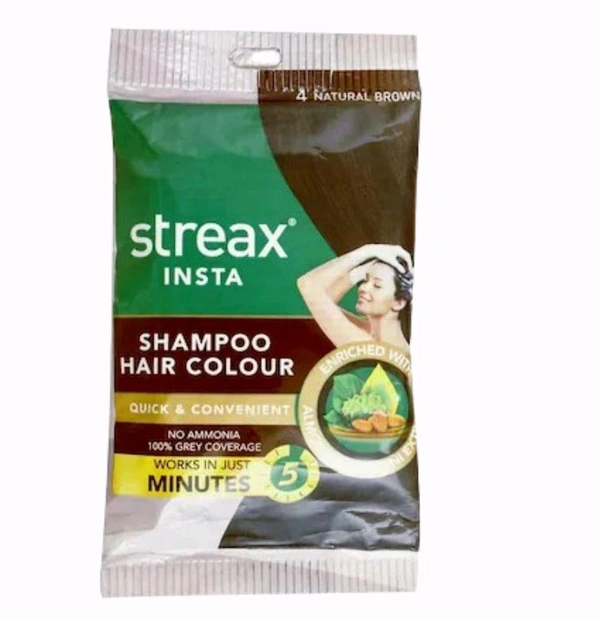 Streax Insta Shsmpoo Hair Colour :- Natural Black  - Natural Brown