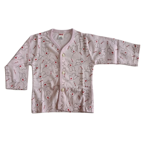 Mum Singal Full Sleeve Top With Front Open  - Light Pink