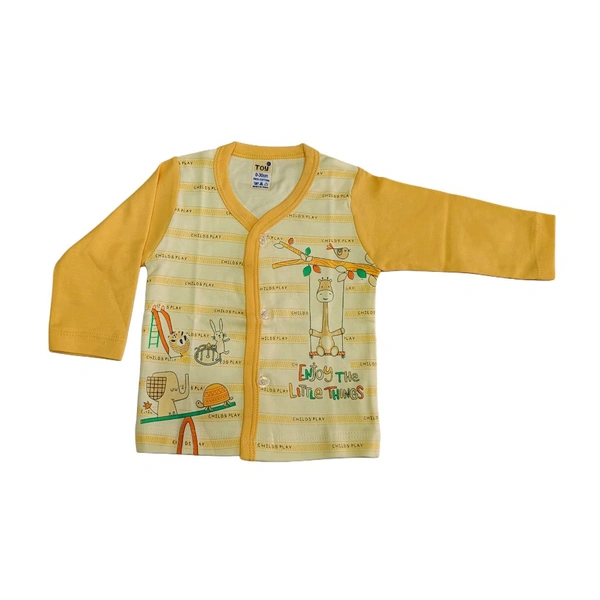 Toy New Born Baby Singal Top With Front Open  - Yellow