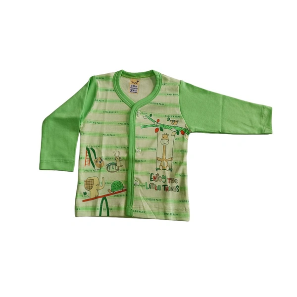 Toy New Born Baby Singal Top With Front Open  - Green