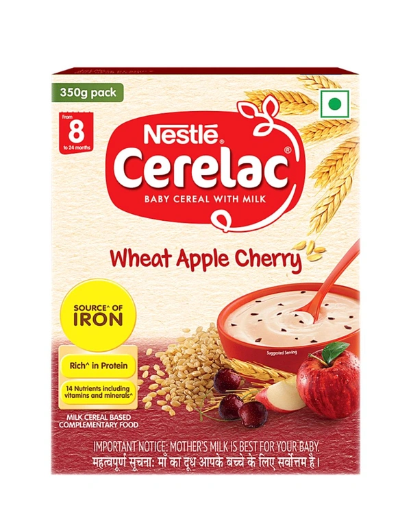 Nestle Cerelac Wheat Apple Cheery  - 350 Gm