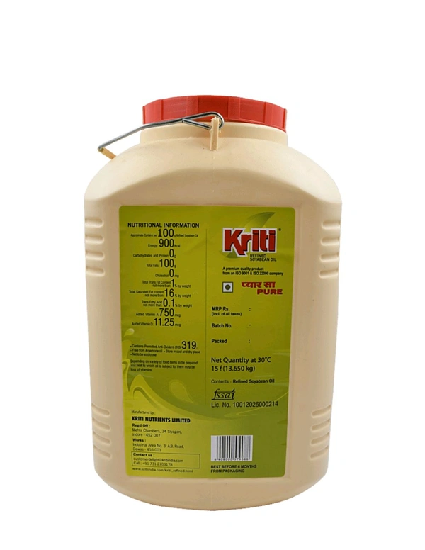 Kriti Soyabean Oil  - 15 Ltr