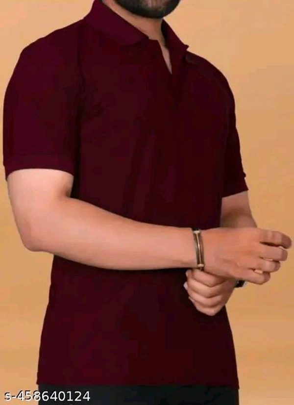Stylish Solid Polo – Maroon Half Sleeve T-Shirt - Blue, M