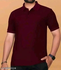 Stylish Solid Polo – Maroon Half Sleeve T-Shirt - Blue, M