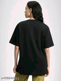 Trendy Black Oversized Cartoon Print T-Shirt for Women – Cute Bubble Tea Design - Black, XL