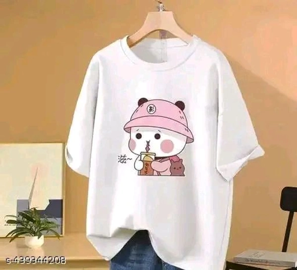 Trendy Black Oversized Cartoon Print T-Shirt for Women – Cute Bubble Tea Design - Black, XL