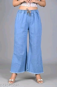 High-Rise Wide-Leg Frayed Hem Denim Jeans for Women – Stylish & Comfortable Casual Wear - 40