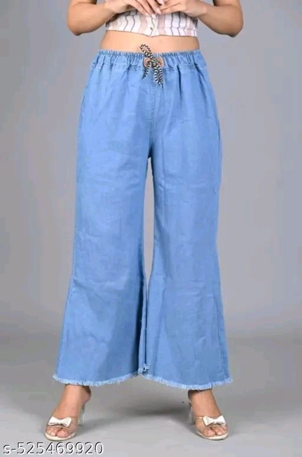 High-Rise Wide-Leg Frayed Hem Denim Jeans for Women – Stylish & Comfortable Casual Wear - 40