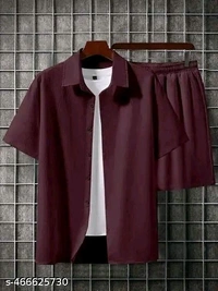 🔥Summer's Hottest Combo is Here!🔥 Stylish Shirt & Shorts Set in White, Sky Blue, Dark Blue & Black – Limited Stock! - Maroon, S