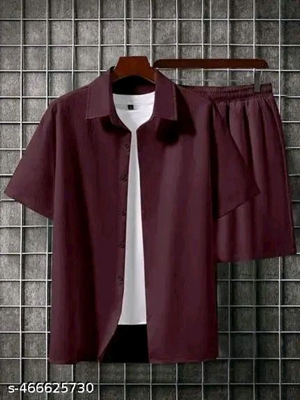 🔥Summer's Hottest Combo is Here!🔥 Stylish Shirt & Shorts Set in White, Sky Blue, Dark Blue & Black – Limited Stock! - Maroon, S