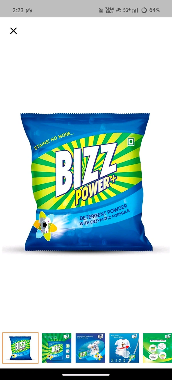 Bizz Power Plus Washing Powder,165g - 130g
