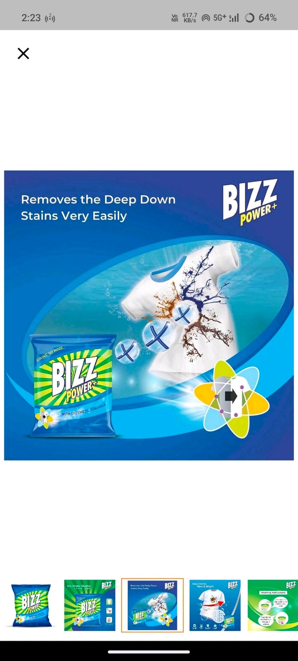 Bizz Power Plus Washing Powder,165g - 130g