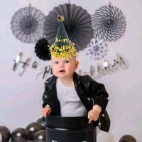 Wanna Party Black & Gold Happy Birthday Caps, Birthday Hats for Kids and Adults-Pack of 1