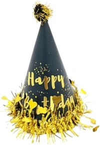 Wanna Party Black & Gold Happy Birthday Caps, Birthday Hats for Kids and Adults-Pack of 1