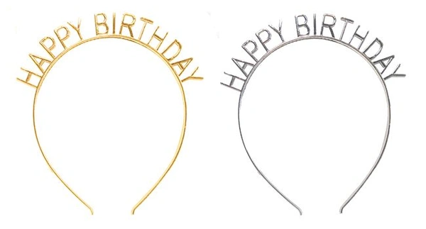 CURATED CART Happy Birthday Silver Headband and Golden Birthday Girl Satin Sash Set - Party Accessories for Women and Girls, Perfect for Celebrations and Milestone Events

