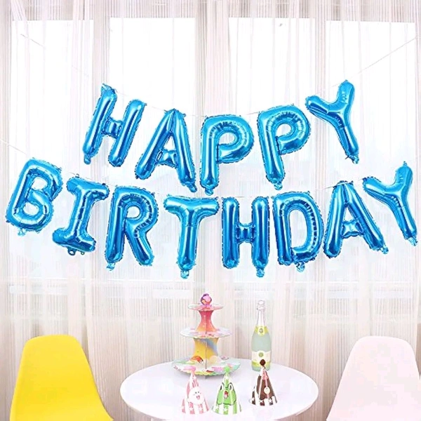 Rozi Decoration Happy Birthday Foil Balloons Letters for Boys Parties, Blue Theme Boys Birthday Decor Pack of 13 Letters

