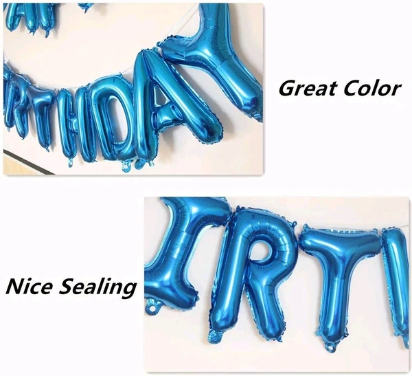 Rozi Decoration Happy Birthday Foil Balloons Letters for Boys Parties, Blue Theme Boys Birthday Decor Pack of 13 Letters

