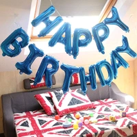Rozi Decoration Happy Birthday Foil Balloons Letters for Boys Parties, Blue Theme Boys Birthday Decor Pack of 13 Letters

