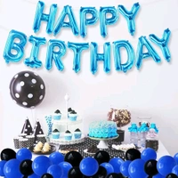 Rozi Decoration Happy Birthday Foil Balloons Letters for Boys Parties, Blue Theme Boys Birthday Decor Pack of 13 Letters

