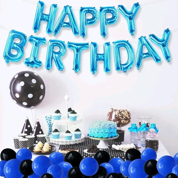 Rozi Decoration Happy Birthday Foil Balloons Letters for Boys Parties, Blue Theme Boys Birthday Decor Pack of 13 Letters

