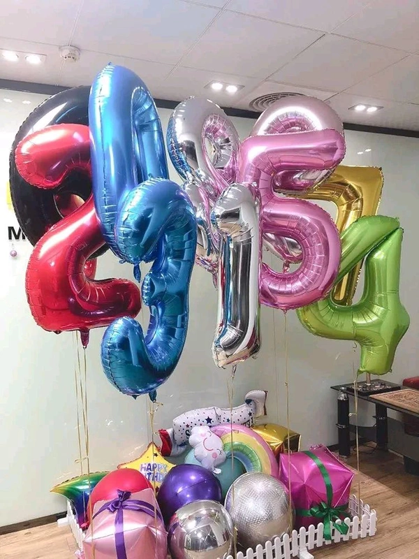 Rozi Decoration 32" Inch Number Foil Balloon Helium Quality -(Pack of one Unit) (Gold-1)
