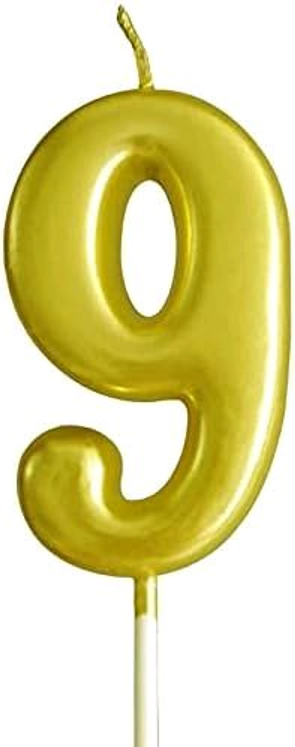Selibration.com | Golden Numerical No. 9 Birthday Candles for Cake, Anniversary and Birthday Celebration Supplies for Your Loved Ones