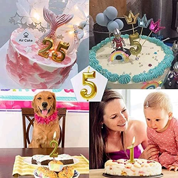 Selibration.com | Golden Numerical No. 6 Birthday Candles for Cake, Anniversary and Birthday Celebration Supplies for Your Loved Ones