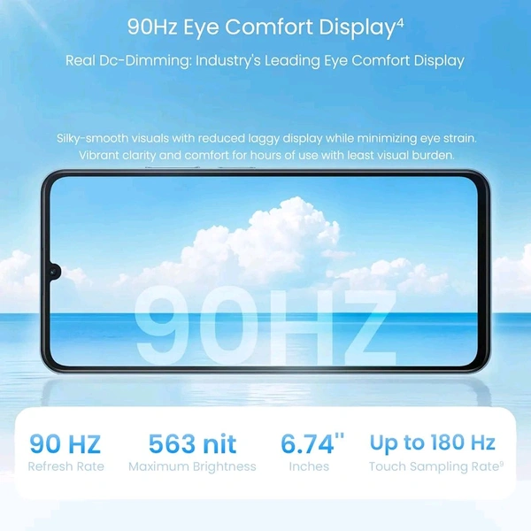 realme C71 4G Smartphone 6GB+128GB Blue, 6.745 inch Screen, 90Hz Eye Comfort Display, 6300mAh Battery, 37MP Cameras, Unisoc T7250 Chip, IP54
Colour: Sea Blue