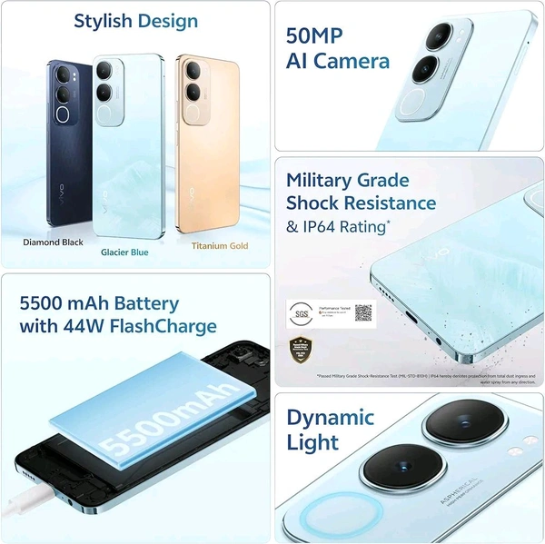 Vivo Y29 5G (Glacier Blue, 6GB RAM, 128GB Storage) with No Cost EMI/Additional Exchange Offers