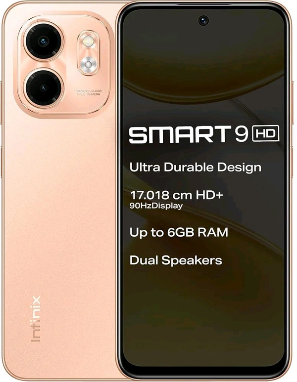 Infinix Smart 9 HD (Coral Gold, 3GB RAM, 64GB Storage) | 250K+ Drop Tests | 90Hz Punch Hole Display | 5000mAh Battery