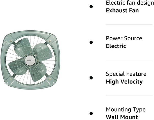 Havells Ventil Air DB 300mm Exhaust Fan| Watt: 70 | RPM: 1400| Air Delivery: 1770 CMM | Suitable for Kitchen, Bathroom, and Office|2 Years Manufacturer Warranty(Pista Green)