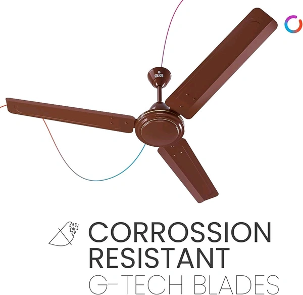 Polycab Nippy 1200mm Star Rated, High Speed & High Air Delivery Ceiling Fan For Home | 100% Copper | Rust-Proof Blades, 52 Watt | 2 years warranty (Luster Brown)


