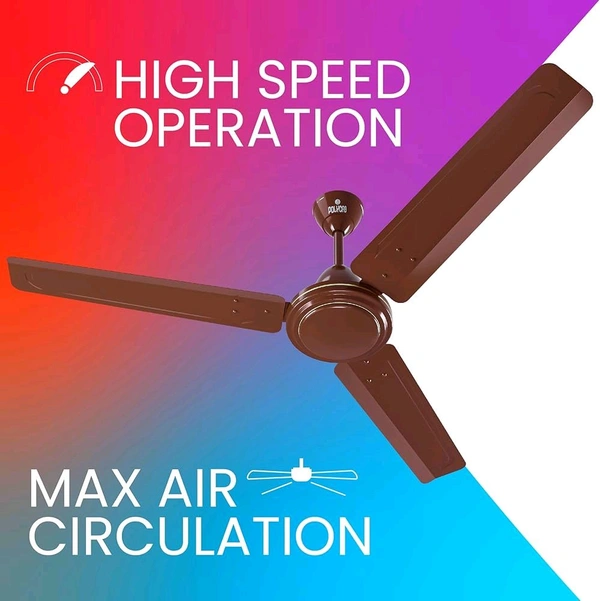 Polycab Nippy 1200mm Star Rated, High Speed & High Air Delivery Ceiling Fan For Home | 100% Copper | Rust-Proof Blades, 52 Watt | 2 years warranty (Luster Brown)


